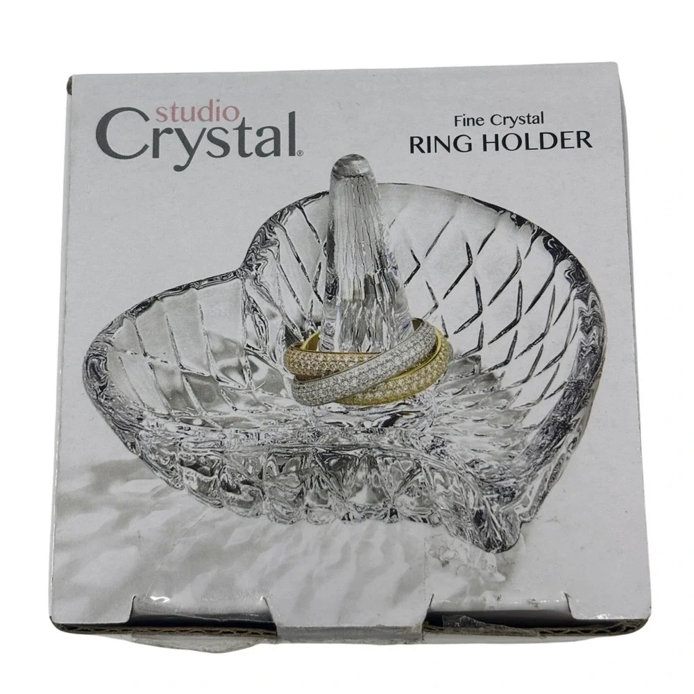 Studio Crystal Heart Ring Holder Fine Crystal Jewelry Dish Studio Silversmiths